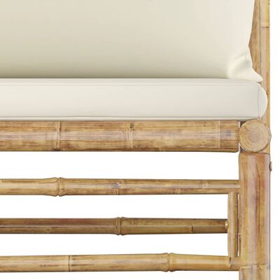 vidaXL 9-dielna záhradná sedacia súprava s krémovými podložkami bambus