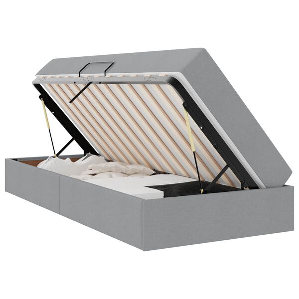 vidaXL Postel s &uacute;ložn&yacute;m prostorem a matrac&iacute; Svetlosiv&aacute; 90 x 200 cm