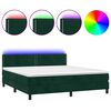 vidaXL Posteľn&yacute; r&aacute;m boxsping matrac a LED tmavozelen&yacute; 180x200 cm zamat