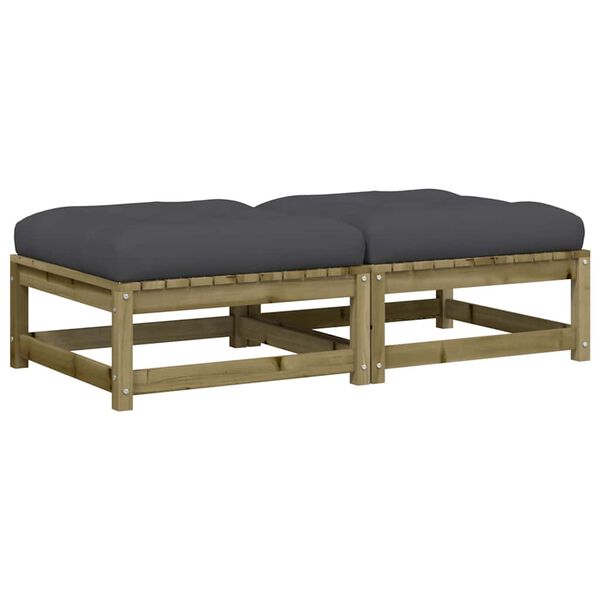 vidaXL Záhradné podnožky s vankúšmi 2 ks impregnovaná borovica