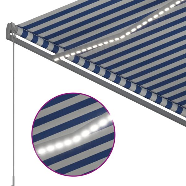 vidaXL Automatick&aacute; mark&iacute;za s LED a senzorom vetra 3,5x2,5m modro-biela