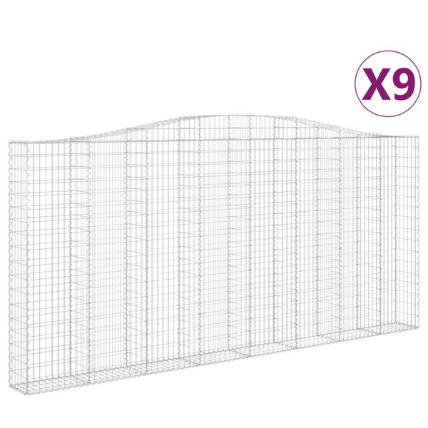 vidaXL Obl&uacute;kov&eacute; gabi&oacute;nov&eacute; ko&scaron;e 9ks 400x30x180/200cm pozinkovan&eacute; železo