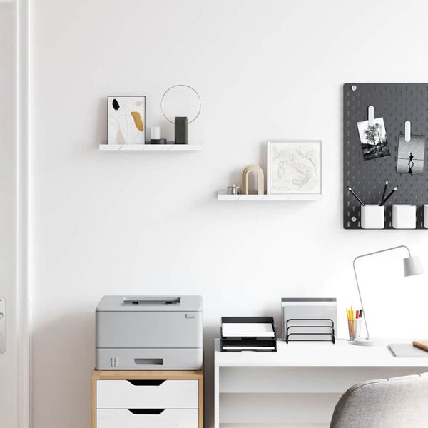 vidaXL Stenn&aacute; polica 2 pcs Biely mramor 40 x 9 x 3 cm Kompozitn&eacute; drevo