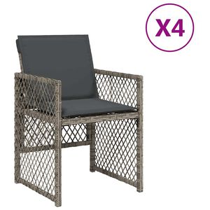 vidaXL Z&aacute;hradn&eacute; stoličky s vank&uacute;&scaron;mi 4 ks siv&eacute; polyratanov&eacute;