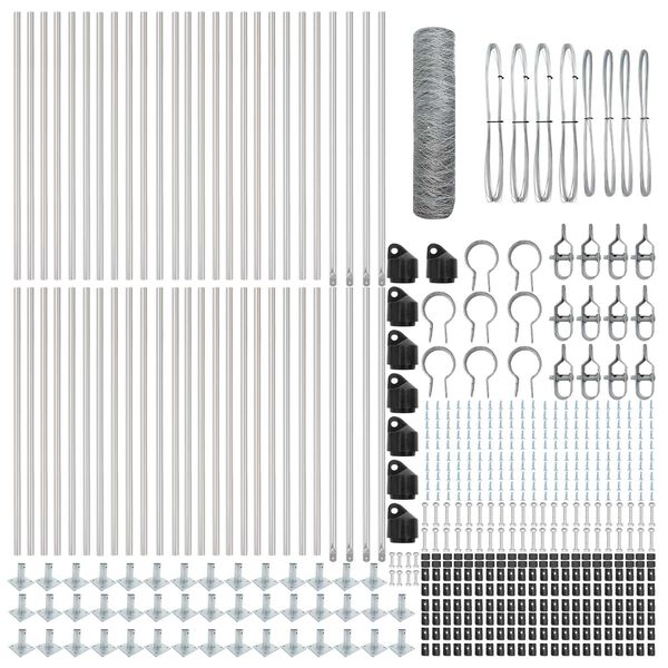 vidaXL Stĺp na plot. Strieborn&aacute; 100 x 0,4 m (50 mm sieť) Oceľ