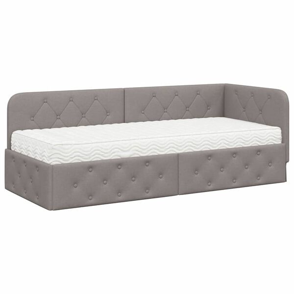 vidaXL Rohový rám postele s matracmi Sivohnedá 80 x 200 cm látka