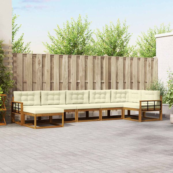 vidaXL Z&aacute;hradn&aacute; s&uacute;prava gaučov s vank&uacute;&scaron;om 7 pcs Pr&iacute;rodn&aacute; a kr&eacute;mov&aacute;