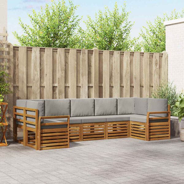 vidaXL S&uacute;pravy pohoviek s vank&uacute;&scaron;om 7 pcs Pr&iacute;rodn&aacute; a svetlosiv&aacute;