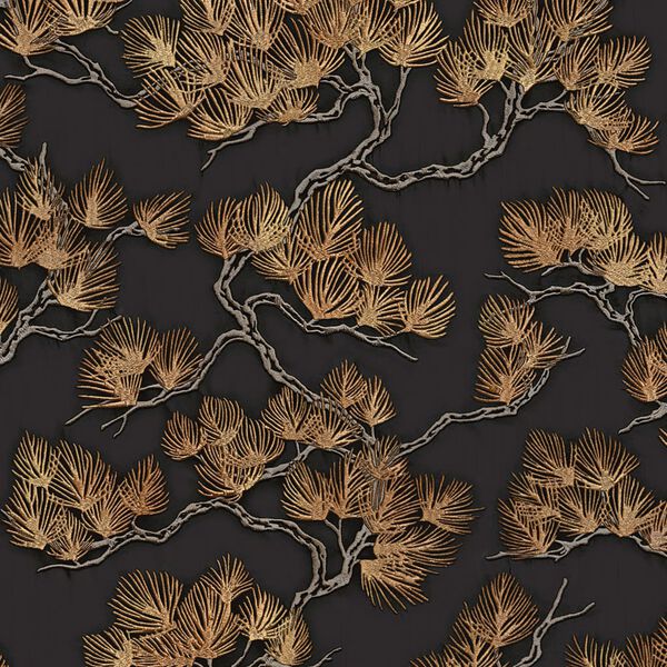 DUTCH WALLCOVERINGS Tapeta borovica čierno-zlatá
