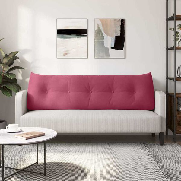 vidaXL Podu&scaron;ka na chrb&aacute;t V&iacute;no červen&eacute; 160 x 24 x 50 cm Zamat