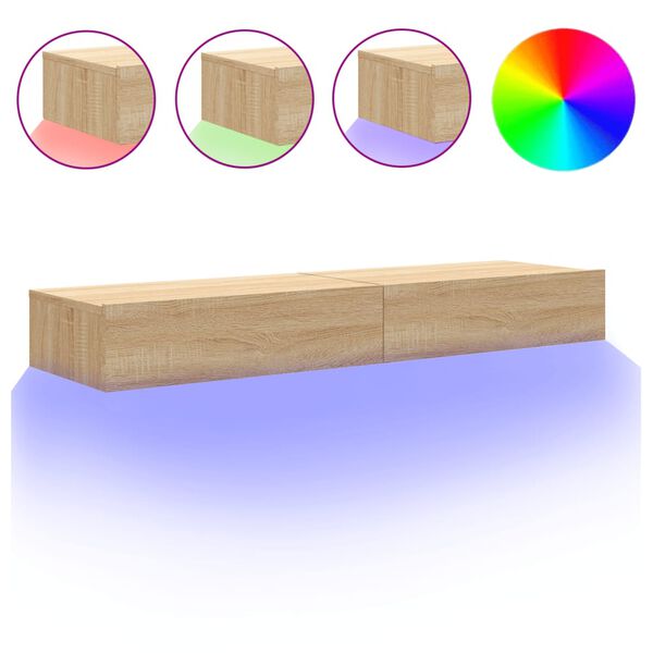 vidaXL TV skrinky s LED svetlami 2 ks dub sonoma 60x35x15,5 cm