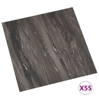 vidaXL Samolepiace podlahové dosky 55 ks, PVC 5,11 m², tmavosivé