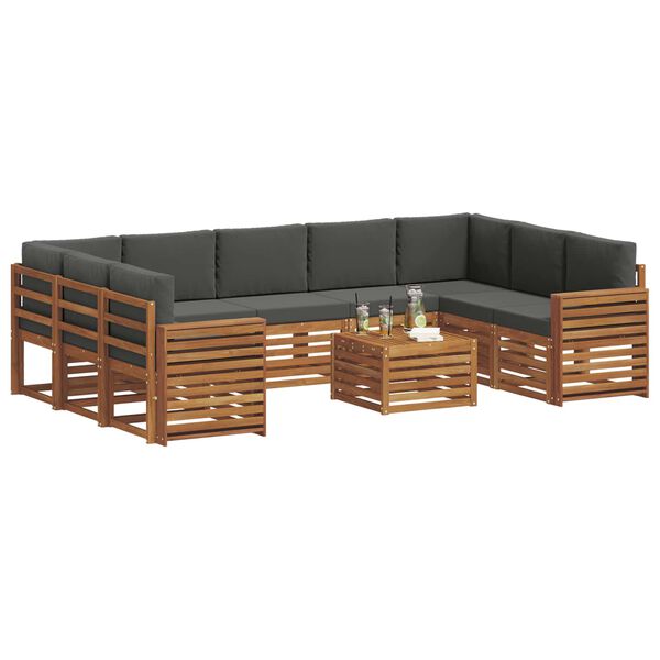 vidaXL S&uacute;pravy pohoviek s vank&uacute;&scaron;om 10 pcs Pr&iacute;rodn&aacute; a antracitov&aacute;