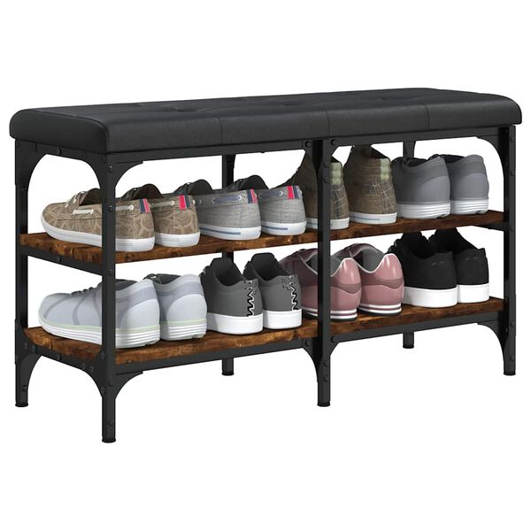 vidaXL Lavička na top&aacute;nky dymov&yacute; dub 82x32x47 cm kompozitn&eacute; drevo