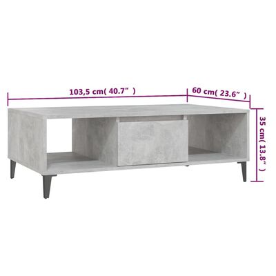 vidaXL Konferenčný stolík betónový sivý 103,5x60x35 cm drevotrieska