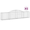 vidaXL Obl&uacute;kov&yacute; gabionov&yacute; k&ocirc;&scaron; 5 ks 300x30x60/80 cm pozinkovan&eacute; železo