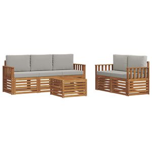 vidaXL S&uacute;pravy pohoviek s vank&uacute;&scaron;om 6 pcs Pr&iacute;rodn&aacute; a svetlosiv&aacute;