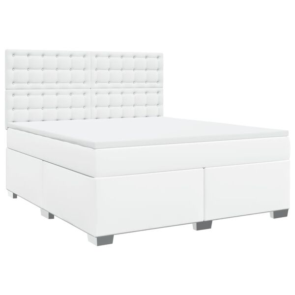 vidaXL Boxspring posteľ s matracom biela 180x200 cm umel&aacute; koža