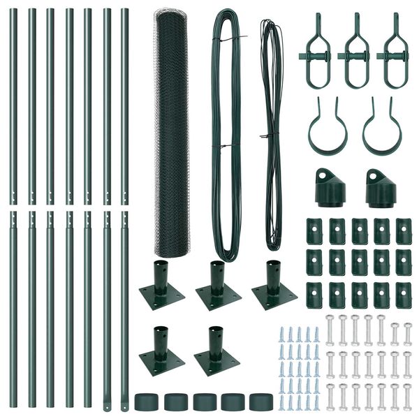 vidaXL Stĺp na plot. Zelen&aacute; 10 x 1,2 m (13 mm sieť) Ocel a PVC