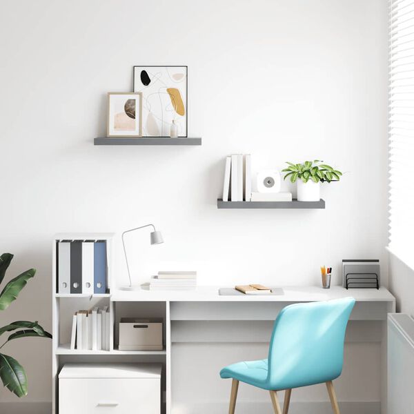 vidaXL Pl&aacute;vaj&uacute;ce n&aacute;stenn&eacute; police 2 ks, siv&eacute; 60x23,5x3,8 cm, MDF