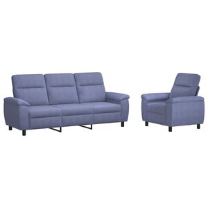 vidaXL Sada pohoviek 2 pcs Modr&aacute; dž&iacute;novina L&aacute;tka