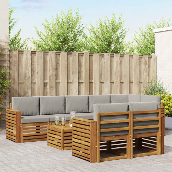 vidaXL S&uacute;pravy pohoviek s vank&uacute;&scaron;om 9 pcs Pr&iacute;rodn&aacute; a svetlosiv&aacute;