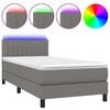 vidaXL Posteľ boxsping s matracom a LED tmavosiv&aacute; 80x200 cm l&aacute;tka