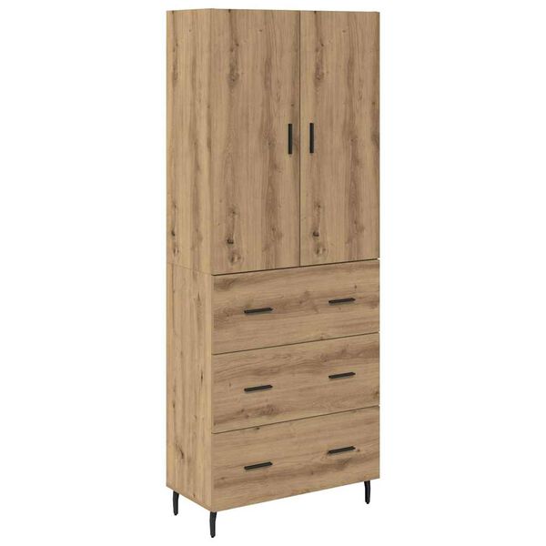 vidaXL Highboard 2 pcs Remeseln&yacute; dub Drevovl&aacute;knit&aacute; doska a sklo