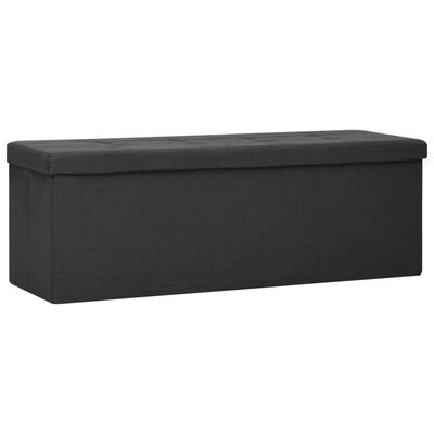 vidaXL Skladacia úložná lavica čierna umelý ľan