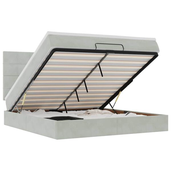 vidaXL Osmanský rám postele s matracmi svetlosivá 180x200 cm zamat