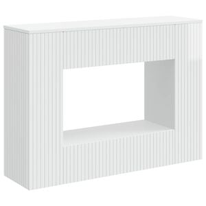 vidaXL Konzolov&yacute; st&ocirc;l Pruhovan&yacute; Vysok&yacute; Leskl&yacute; Biely 101 x 29 x 74 cm