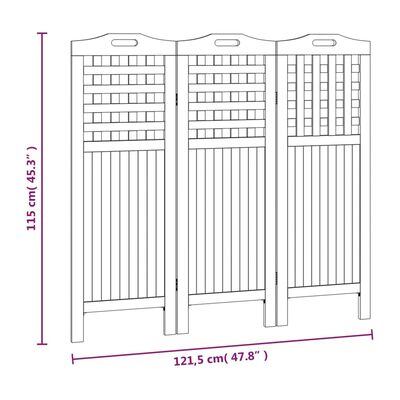 vidaXL 3-panelový paraván 121,5x2x115 cm akáciové masívne drevo