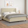 vidaXL Boxspring posteľ s matracom kr&eacute;mov&aacute; 180x200 cm umel&aacute; koža
