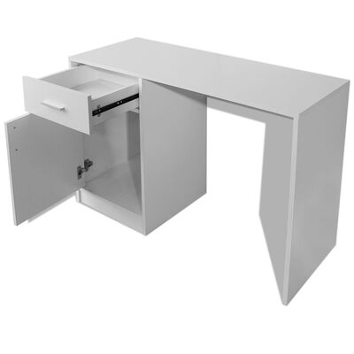 vidaXL Stôl so zásuvkou a skrinkou, biely, 100x40x73 cm