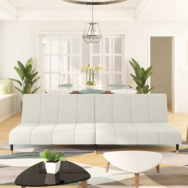 vidaXL 2-miestna rozkladacia pohovka, krémová, zamat