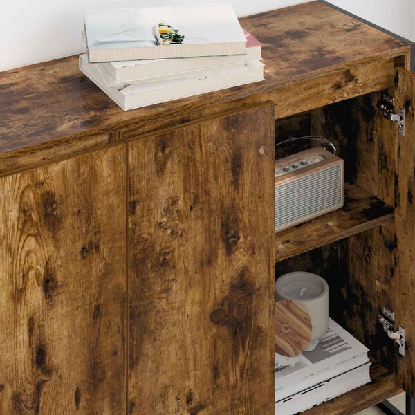 vidaXL Bočn&aacute; skrinka Dymov&aacute; dub 96,5 x 30 x 75 cm Kompozitn&eacute; drevo