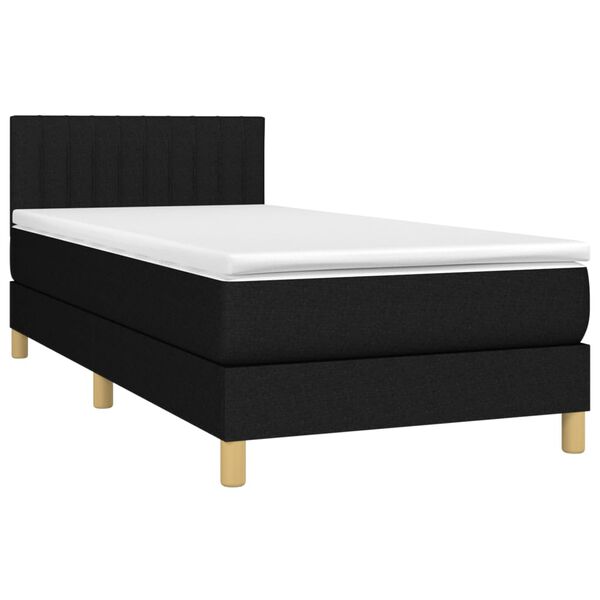 vidaXL Posteľn&yacute; r&aacute;m boxspring s matracom čierny 90x200 cm l&aacute;tka