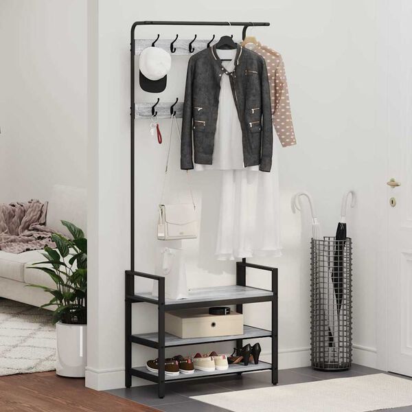 vidaXL Ve&scaron;iak s poličkou Siv&yacute; Sonoma 75 x 34 x 184 cm Kompozitn&eacute; drevo