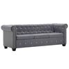 vidaXL 3-miestna pohovka Chesterfield, zamat 199x75x72 cm, siv&aacute;