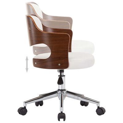 vidaXL Otočné jedálenské stoličky 6ks, biele, ohýbané drevo+umelá koža