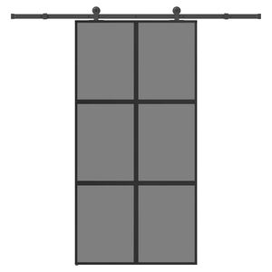 vidaXL Posuvn&eacute; dvere s kovan&iacute;m tvrden&eacute; sklo a hlin&iacute;k &uacute;zke 102,5x205 cm