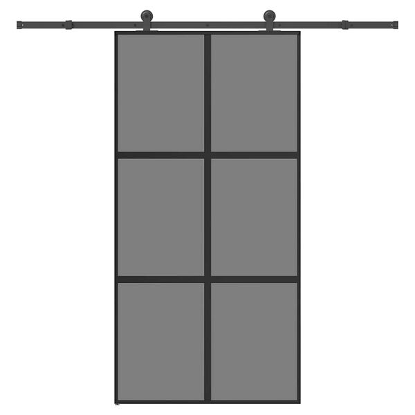 vidaXL Posuvn&eacute; dvere s kovan&iacute;m tvrden&eacute; sklo a hlin&iacute;k &uacute;zke 102,5x205 cm