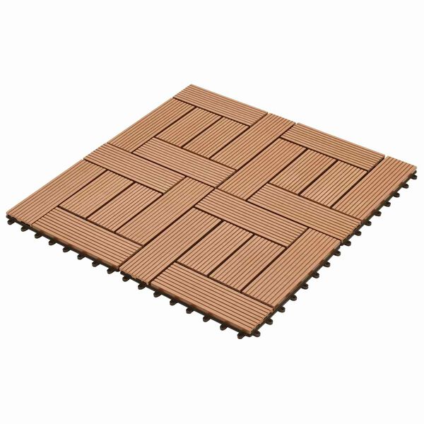vidaXL Dlažba na terasu 11 pcs Hned&aacute; 30 x 30 cm drevoplast