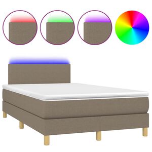 vidaXL Boxspring posteľ s matracom a LED sivohned&aacute; 120x190 cm l&aacute;tka