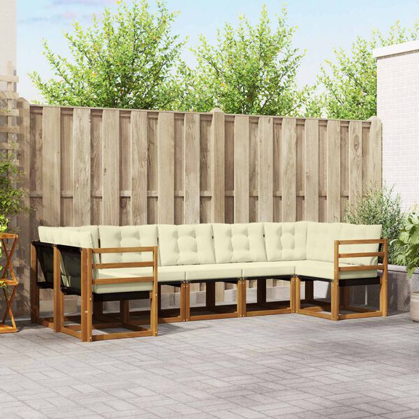 vidaXL Z&aacute;hradn&aacute; s&uacute;prava gaučov s vank&uacute;&scaron;om 7 pcs Pr&iacute;rodn&aacute; a čierna