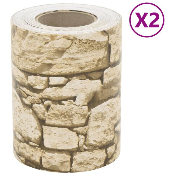 vidaXL Z&aacute;hradn&eacute; z&aacute;steny 2 ks vzhľad veľk&yacute;ch kameňov siv&eacute; 35x0,19cm PVC