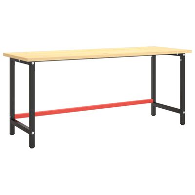 vidaXL Rám pracovného stola matný čierny a matný červený 180x57x79 cm kov