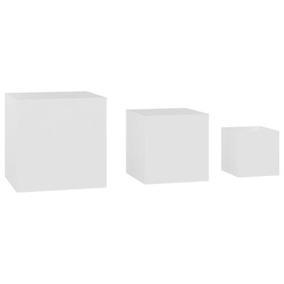 vidaXL Príručné stolíky 3 ks biele drevotrieska