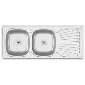 vidaXL Kuchynsk&yacute; drez, 2 vaničky, strieborn&yacute; 1200x500x155 mm, oceľ