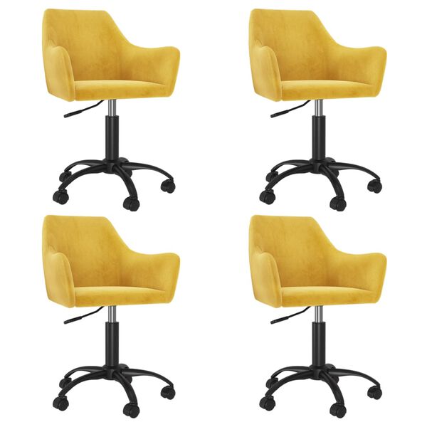 vidaXL Otočn&eacute; jed&aacute;lensk&eacute; stoličky 4 ks horčicovo-žlt&eacute; zamatov&eacute;